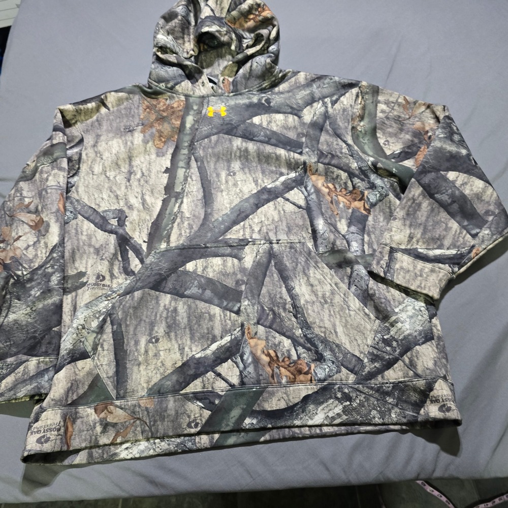 Under Armour Hoodie Mens XXL Camo Mossy Oak Treestand Fleece Pullover
